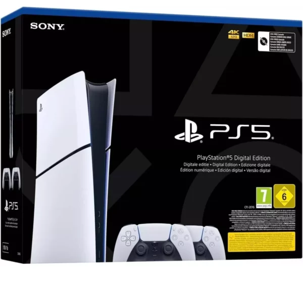 PLAYSTATION 5 CONSOLE SONY DIGITAL EDITION D SLIM 1TB + 2 DUALSENSE PS5 ITALIA